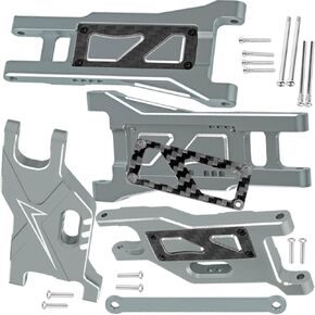 ترقيات RC جزء من الألومنيوم الأمامي والخلفي أذرع لـ 1/10 Rustler 2WD (VXL) ، Stampede 2WD (VXL) ، RC Alloy Arms W/Tie Bar Hops Up ، Navy Blue