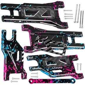 RC Upgrades Part Aluminum Front&Rear A Arms for 1/10 Rustler 2WD (VXL),Stampede 2WD (VXL),RC Alloy Suspension Arms w/Tie Bar Hops Up,Navy Blue in Kuwait