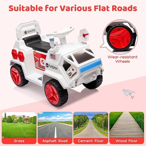 Kids Ride-On Car,Electric Toy for Kids,Mars Rover Adventure,W/Flash Lights, Music,Radar Rocket Sound & Flash Lights,Easy Control Electric Toddlers Car for Indoor/Outdoor Use,Pink in Saudi Arabia