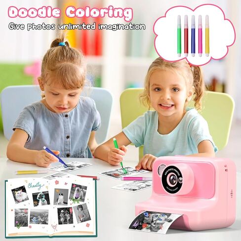 Kids Camera Instant Print, Christmas Birthday Gifts for Girls and Boys | Kids Camera 1080P HD Video Digital Toddler Camera Toy for 3 4 5 6 7 8 9 10 11 12 Years Old in Saudi Arabia