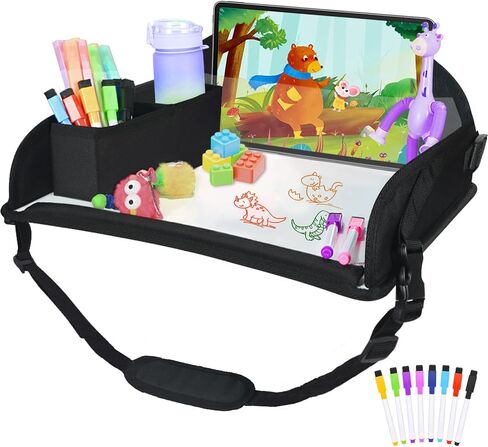 Upgraded Kids Travel Tray for Car Seat - Travel Tray for Car Airplane, Kids Car Seat Table Tray, Toddler Car Seat Lap Tray, Carseat Lap Desk for Kids Road Trip Activities, Pink Unicorn in Saudi Arabia