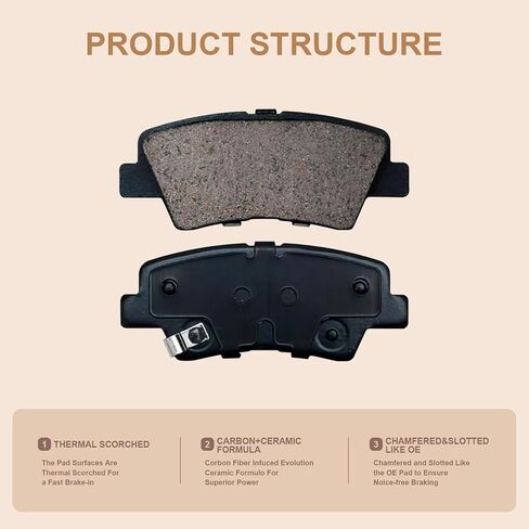 HYFTJYZ Front Ceramic Disc Brake Pads For 2000-2006 Nissan Sentra - 1989-1998 240SX - 1990-1992 Stanza - 1991-1993 INFINITI G20 Axxess with Hardware Kits 4PCS (HZ-462) in Kuwait