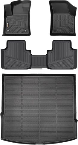 Binmotor-All Weather Floor Mats & Cargo Liner for 2018-2025 VW Atlas(7 Passenger Bench Seating), 3 Rows Full Set Car Mats TPE Material, Heavy Duty Car Floor Liners Guard Vw Atlas Accessories in Kuwait