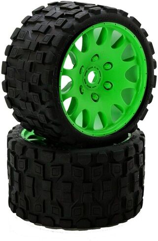 Powerhobby Scorpion Belted Monster Truck RC Tires/Wheels w 17mm Hex (4) Sport Compound FITS : Arrma Outcast Kraton Talion Notorious Fazon Speed Run Corally (Green) in Kuwait