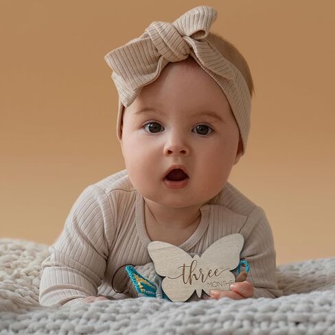 Baby Monthly Milestone Cards, Wooden Discs, Gender Neutral, Butterfly Shaped, Baby Shower Gifts (Butterfly) in Kuwait