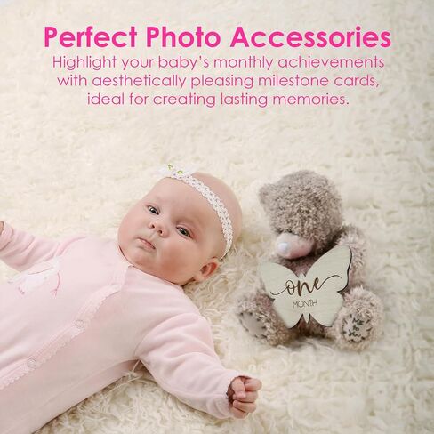 Baby Monthly Milestone Cards, Wooden Discs, Gender Neutral, Butterfly Shaped, Baby Shower Gifts (Butterfly) in Kuwait