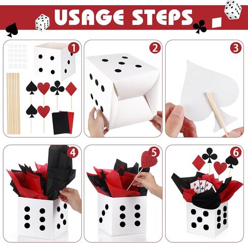 8 Sets Casino Party Decorations Themed Table Centerpieces Casino Night Table Party Toppers with Dice Box Poker Cutouts and Sticks for Night Decor Birthday in Saudi Arabia