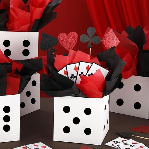8 Sets Casino Party Decorations Themed Table Centerpieces Casino Night Table Party Toppers with Dice Box Poker Cutouts and Sticks for Night Decor Birthday in Saudi Arabia