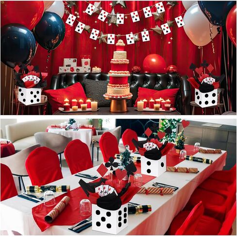8 Sets Casino Party Decorations Themed Table Centerpieces Casino Night Table Party Toppers with Dice Box Poker Cutouts and Sticks for Night Decor Birthday in Saudi Arabia