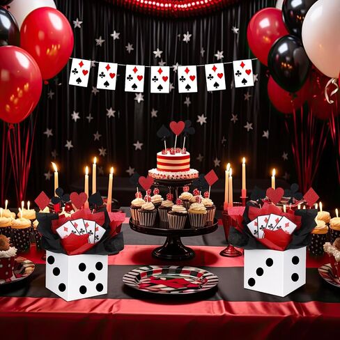 8 Sets Casino Party Decorations Themed Table Centerpieces Casino Night Table Party Toppers with Dice Box Poker Cutouts and Sticks for Night Decor Birthday in Saudi Arabia
