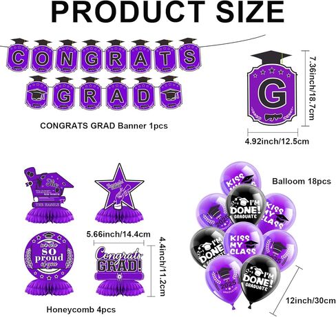 2025 مجموعة زخارف التخرج- فئة من 2025 ، زخارف الحفلات ، تهانينا لافتة ، خلفية ، درامات معلقة ، بالونات وعسل الأقطار العليا ، لوازم التخرج in Kuwait