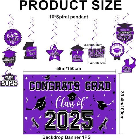 2025 مجموعة زخارف التخرج- فئة من 2025 ، زخارف الحفلات ، تهانينا لافتة ، خلفية ، درامات معلقة ، بالونات وعسل الأقطار العليا ، لوازم التخرج in Kuwait