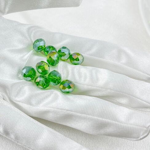 150Pcs 8MM Briolette Crystal Glass Beads Faceted Rondelle Glass Beads with Hole Glass Spacer Beads for Jewelry Making Bracelet Necklace DIY Craft Making Supplies(140-grass Green AB) in Kuwait