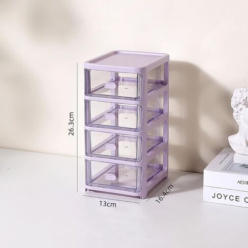 Desk Drawer Organizer 4 Tiers Mini Storage Box Plastic Organizer Chest Office Supplies and Jewelry Storage Container for Cosmetic, Jewelry, Hair Clips, Small Parts in Kuwait