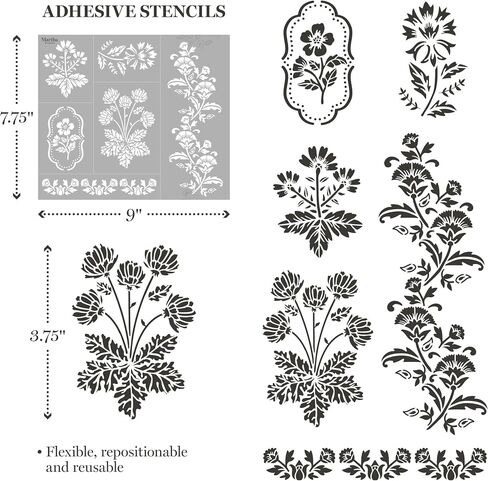 Martha Stewart ، Stencils ، Fintage Florals ، طوابع ، وأدوات طقم ، 14 جهاز كمبيوتر in Kuwait