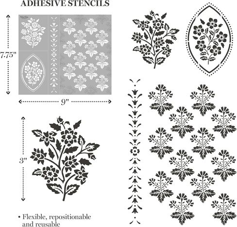 Martha Stewart ، Stencils ، Fintage Florals ، طوابع ، وأدوات طقم ، 14 جهاز كمبيوتر in Kuwait