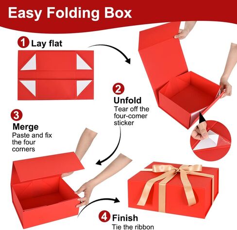 BEISHIDA Red Gift Box 11 X 9 X 4.4inch, Gift Boxes with Magnetic Closure Lids for Father's Day Mother's Day Presents, Bridesmaid Proposal Christmas Valentine Thanksgiving in Kuwait