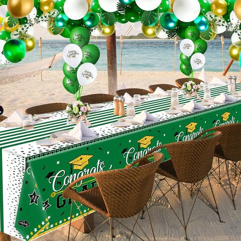 تخرج المائدة الزخارف الحزبية ، 3 حزمة فئة من 2025 تهانينا خريج التخرج الأخضر tablecover tablecover table table table table table coversable covers forms ، حجم كبير 54 "× 108" in Kuwait
