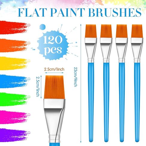 Crtiin 120 Pcs Flat Paint Brushes for Acrylic Paintbrush Bulk Art Detail Oil Brush for Adult Art Watercolor(1/2 Inch) in Saudi Arabia