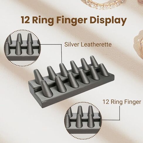 Novel Box® Single Finger White Leatherette Ring Stand Holder Jewelry Display 2X2X2 + NB Cleaning Cloth in Kuwait