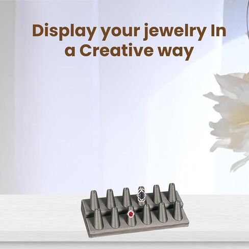 Novel Box® Single Finger White Leatherette Ring Stand Holder Jewelry Display 2X2X2 + NB Cleaning Cloth in Kuwait