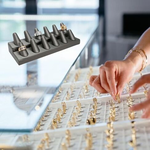 Novel Box® Single Finger White Leatherette Ring Stand Holder Jewelry Display 2X2X2 + NB Cleaning Cloth in Kuwait