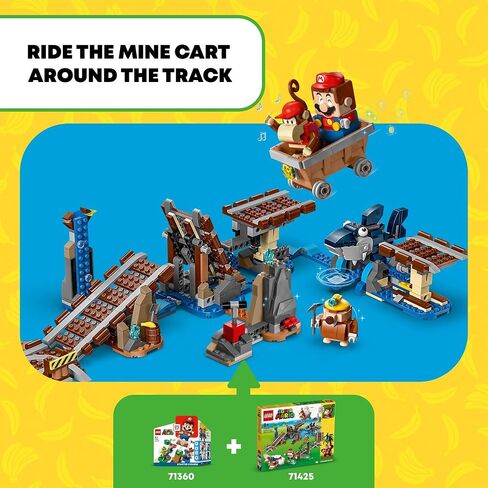 LEGO Super Mario Diddy Kong's Mine Cart Ride Expansion Set 71425, Collectible Building Toy with Brick Built Funky Kong Figure, Super Mario Gift Set for Kids Ages 8-10 to Combine with a Starter Course in Saudi Arabia