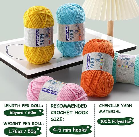 2 Pac Chenille Yarn for Crocheting - Blanket Yarn for Crocheting - Fluffy Yarn for Crochet, Baby Yarn for Crocheting Soft Blankets Weight Per Roll 50g/1.76oz, Length 60m/65yard (Dark Blue) in Saudi Arabia