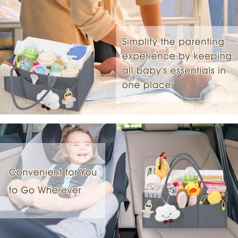 Skycase Diaper Caddy Organizer - Baby Basket for Baby Shower Gifts - Newborn Essentials for Changing Table Organizer - Nursery Baby Registry Must Haves - Diaper Caddy Basket for Car Room in Kuwait