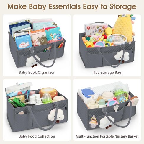 Skycase Diaper Caddy Organizer - Baby Basket for Baby Shower Gifts - Newborn Essentials for Changing Table Organizer - Nursery Baby Registry Must Haves - Diaper Caddy Basket for Car Room in Kuwait