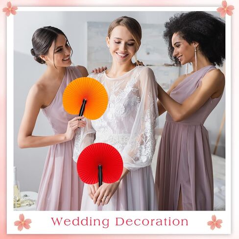 200 Pieces Wedding Fans Folding Paper Fans Paper Wedding Fans Round Shaped Folding Fans Handheld Fan with Plastic Handle for Wedding Celebration Birthday Party Favor (White) in Kuwait