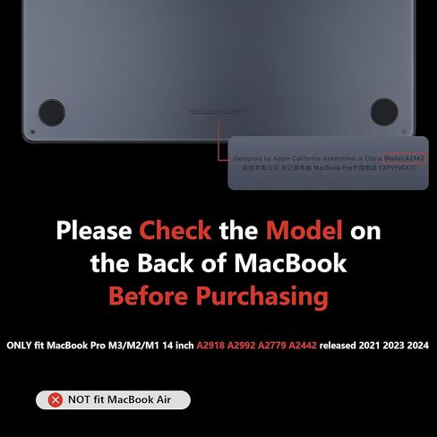 متوافق مع M4 M3 M2 M1 MacBook Pro 14 Inch Case 2024 2023 2021 A3112 A3401 A3185 A2918 A2992 A2779 A2442 Pro/Max ، Ultra-Thin Case مع عرض شبكية Retina XDR ، Space Gray ، Space Gray. in Kuwait