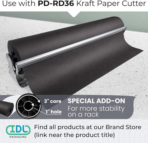 Jumbo Roll Black Kraft Paper 36" x 8400" (700 feet) - Craft Paper Roll 45 lb Thickness - Black Kraft Paper Roll for Art and Crafts - Wrapping Paper for Gifts, Moving and Packing by IDL Packaging in Saudi Arabia