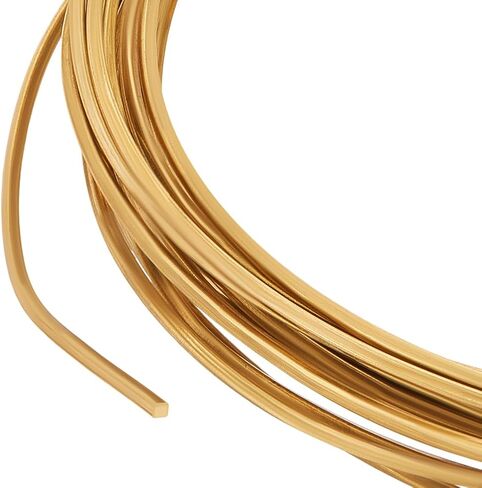 BENECREAT 16.4Ft Square Copper Wire, 16 Gauge Brass Wire, Half Hard Craft Wire for Jewelry Making, Gem Metal Wrap, Garden, Sculpting, Armature, Golden in Kuwait