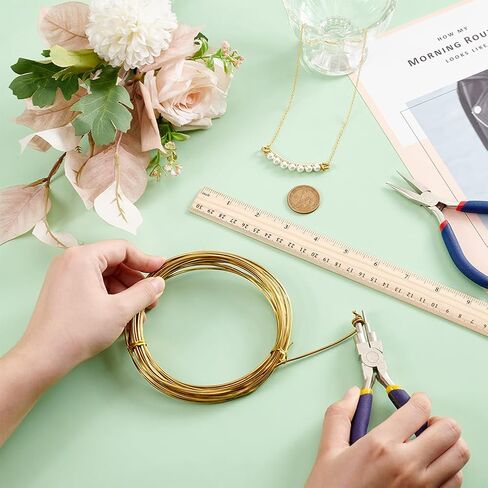 BENECREAT 16.4Ft Square Copper Wire, 16 Gauge Brass Wire, Half Hard Craft Wire for Jewelry Making, Gem Metal Wrap, Garden, Sculpting, Armature, Golden in Kuwait