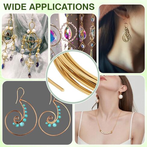 BENECREAT 16.4Ft Square Copper Wire, 16 Gauge Brass Wire, Half Hard Craft Wire for Jewelry Making, Gem Metal Wrap, Garden, Sculpting, Armature, Golden in Kuwait