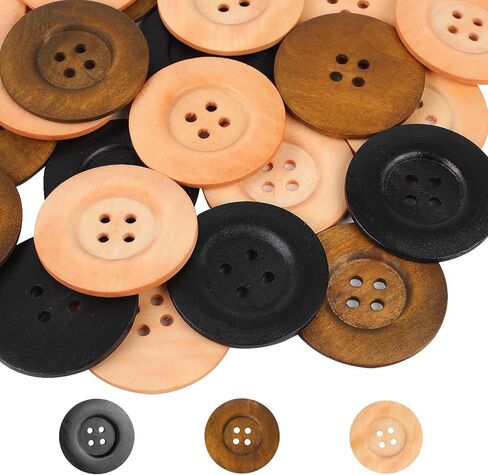 30 Pieces 2.36 Inch Large Wooden Buttons for Sewing Crafts, 4 Holes Big Size Round Sewing Button Large Wood Buttons for Craft Sewing DIY Clothing Decoration(Mixed Color) in Saudi Arabia