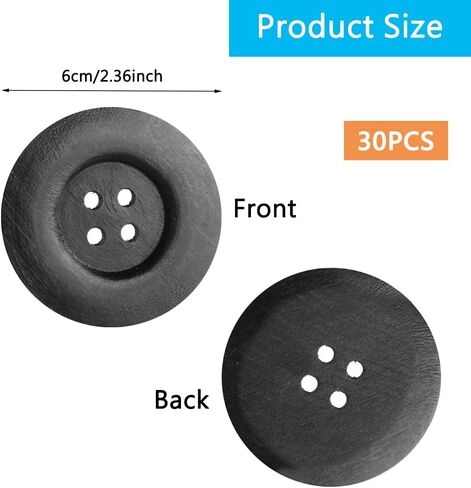 30 Pieces 2.36 Inch Large Wooden Buttons for Sewing Crafts, 4 Holes Big Size Round Sewing Button Large Wood Buttons for Craft Sewing DIY Clothing Decoration(Mixed Color) in Saudi Arabia