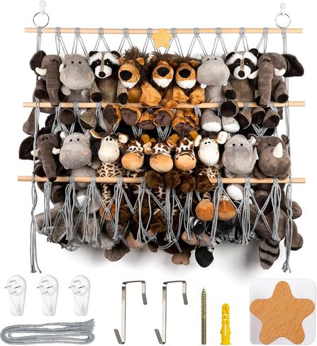 Stuffed Animal Storage Wall Hanging Net Hammock Plush Toy Organizer Holder Over The Door Storage for Stuffed Toy Net Storage Hammock Boho Macrame Hanging Net for Stuffed Animal in Kuwait