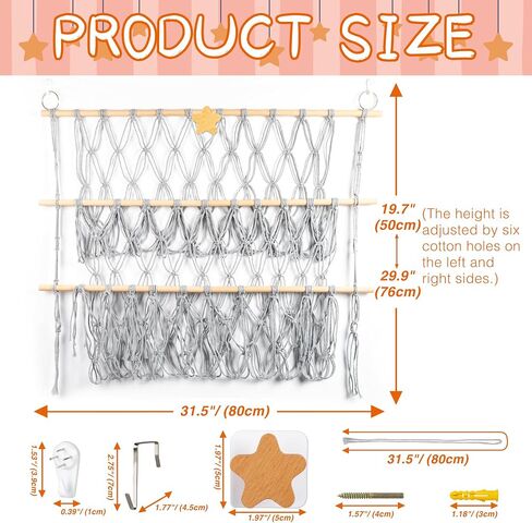 Stuffed Animal Storage Wall Hanging Net Hammock Plush Toy Organizer Holder Over The Door Storage for Stuffed Toy Net Storage Hammock Boho Macrame Hanging Net for Stuffed Animal in Kuwait