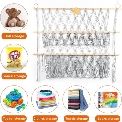 Stuffed Animal Storage Wall Hanging Net Hammock Plush Toy Organizer Holder Over The Door Storage for Stuffed Toy Net Storage Hammock Boho Macrame Hanging Net for Stuffed Animal in Kuwait