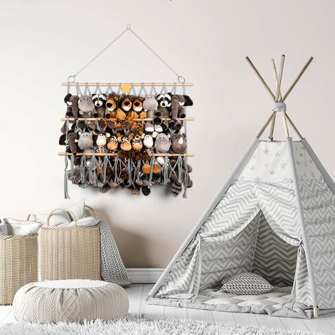 Stuffed Animal Storage Wall Hanging Net Hammock Plush Toy Organizer Holder Over The Door Storage for Stuffed Toy Net Storage Hammock Boho Macrame Hanging Net for Stuffed Animal in Kuwait