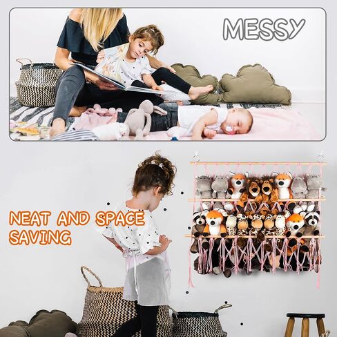 تخزين الحيوانات المحشوة، أرجوحة شبكية معلقة على الحائط من القطيفة، حامل منظم فوق الباب لتخزين الألعاب المحشوة، أرجوحة شبكية للتخزين، شبكة تعليق من بوهو مكرامية للحيوانات المحشوة in Kuwait