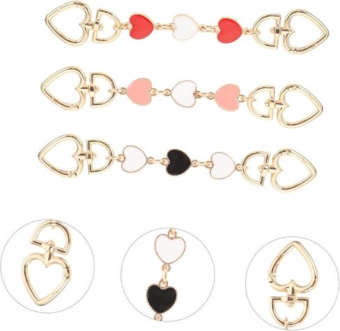 STOBOK 3pcs Bag Extension Chain Purse Handle Replacement Sling for Women Silver Purse Bag Extender Strap Body Tote Heart Extender Chain Claw Miss Metal in Kuwait