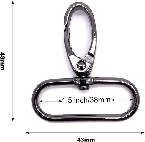 1-1/2 Inch Swivel Clasps - Lobster Claw Clasp 1.5 Inch Clips 38mm Hooks for Purse Bag Making - 8pcs Gunmetal in Kuwait