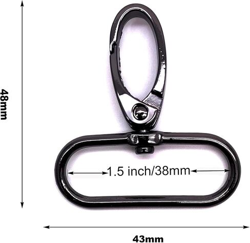 1-1/2 Inch Swivel Clasps - Lobster Claw Clasp 1.5 Inch Clips 38mm Hooks for Purse Bag Making - 8pcs Gunmetal in Kuwait