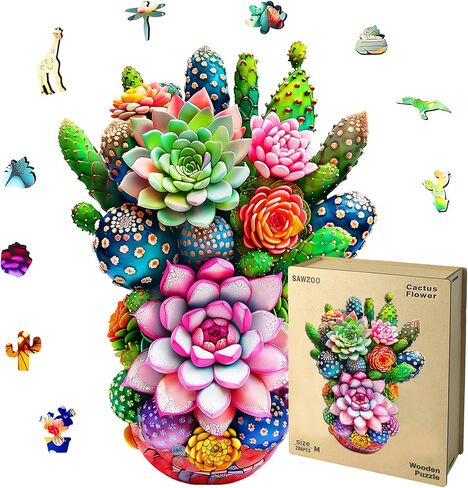 ألغاز بانوراما خشبية للبالغين والأطفال ، أحجار الكاكتوس الأحجار الكبرى 200 قطعة فريدة من نوعها ، لعبة عائلية وهدية ألغاز خشبية إبداعية ، ديكور فن الجدار ، 10 × 11 بوصة in Kuwait