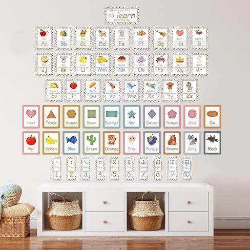 57PCS Outer Space Alphabet Number Bulletin Board Classroom Wall Letters Colors Shapes Poster ABC Number Lines Galaxy Educational Learning Cards for Teacher Preschool Kindergarten Decor in Kuwait
