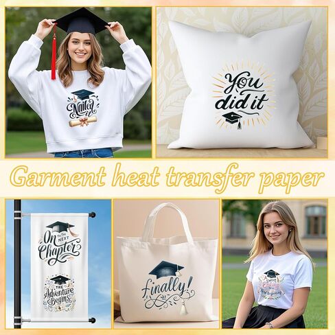 Graduation Iron on Transfers, 19 PCS Graduation Cap DTF Transfers Ready to Press Iron on Patch Decals, Tassel Heat Transfer Vinyl for T-Shirts Bag Clothing DIY Crafts in Saudi Arabia