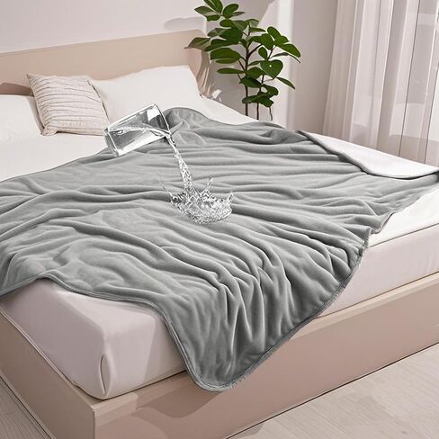 gogobunny Waterproof Bed Blanket, Reversible Sherpa Fleece Throw Blanket for Dog Puppy Cat, Furniture Cover Protects Bed Couch Sofa from Liquid Pee and Pet Fur (Grey, 50x60 inches) in Kuwait